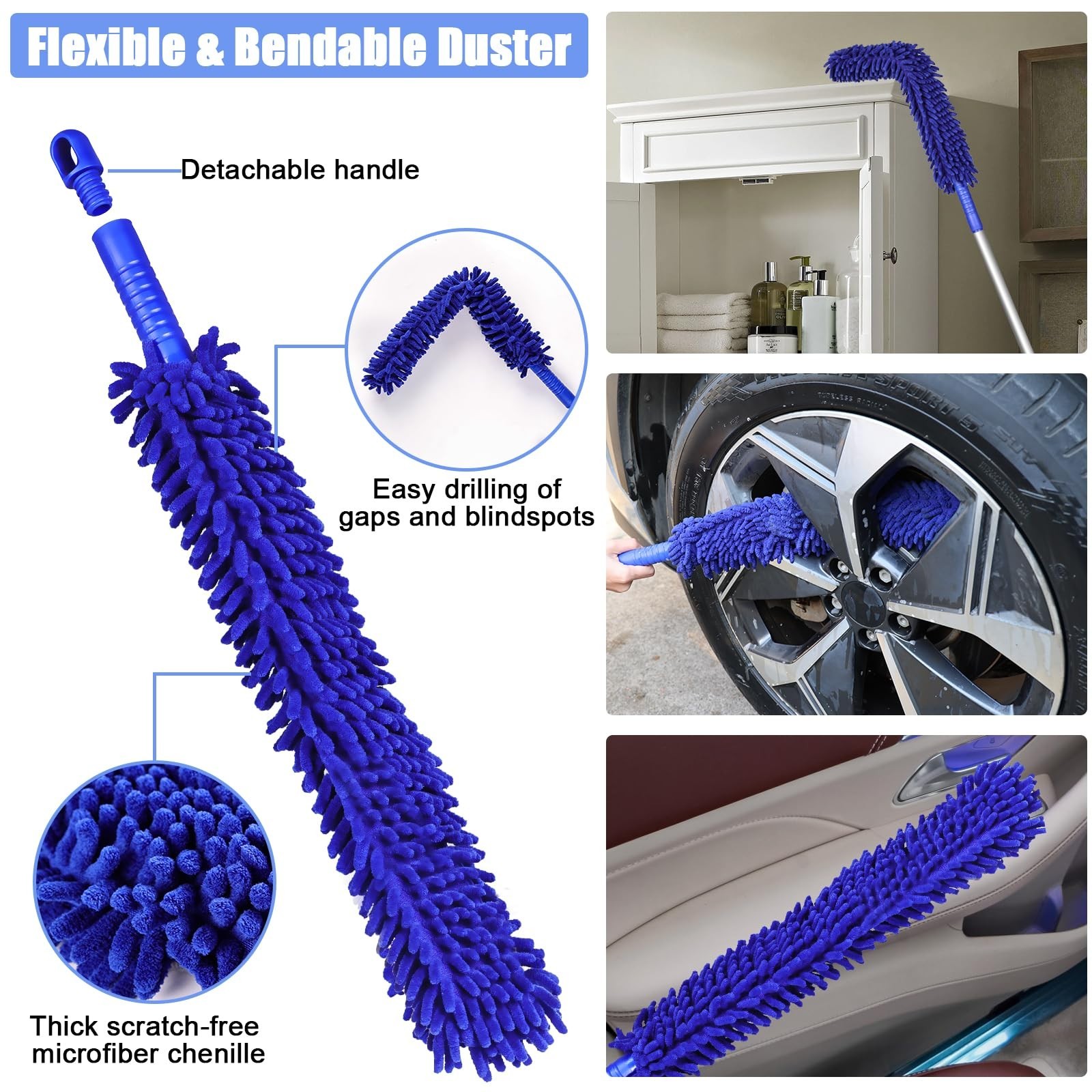 62″ Microfiber Car Wash Brush Set – Long Handle, Mitt, Sponge & Duster Kit